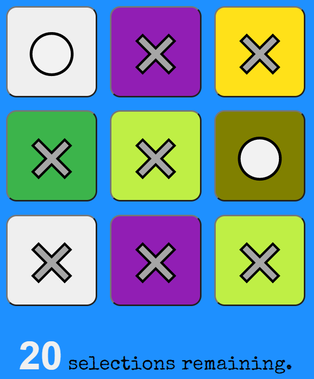 Example image of game grid showing 3 by 3 grid consisting game pieces